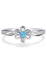 beautiful quality silver flower March baby birthstone ring